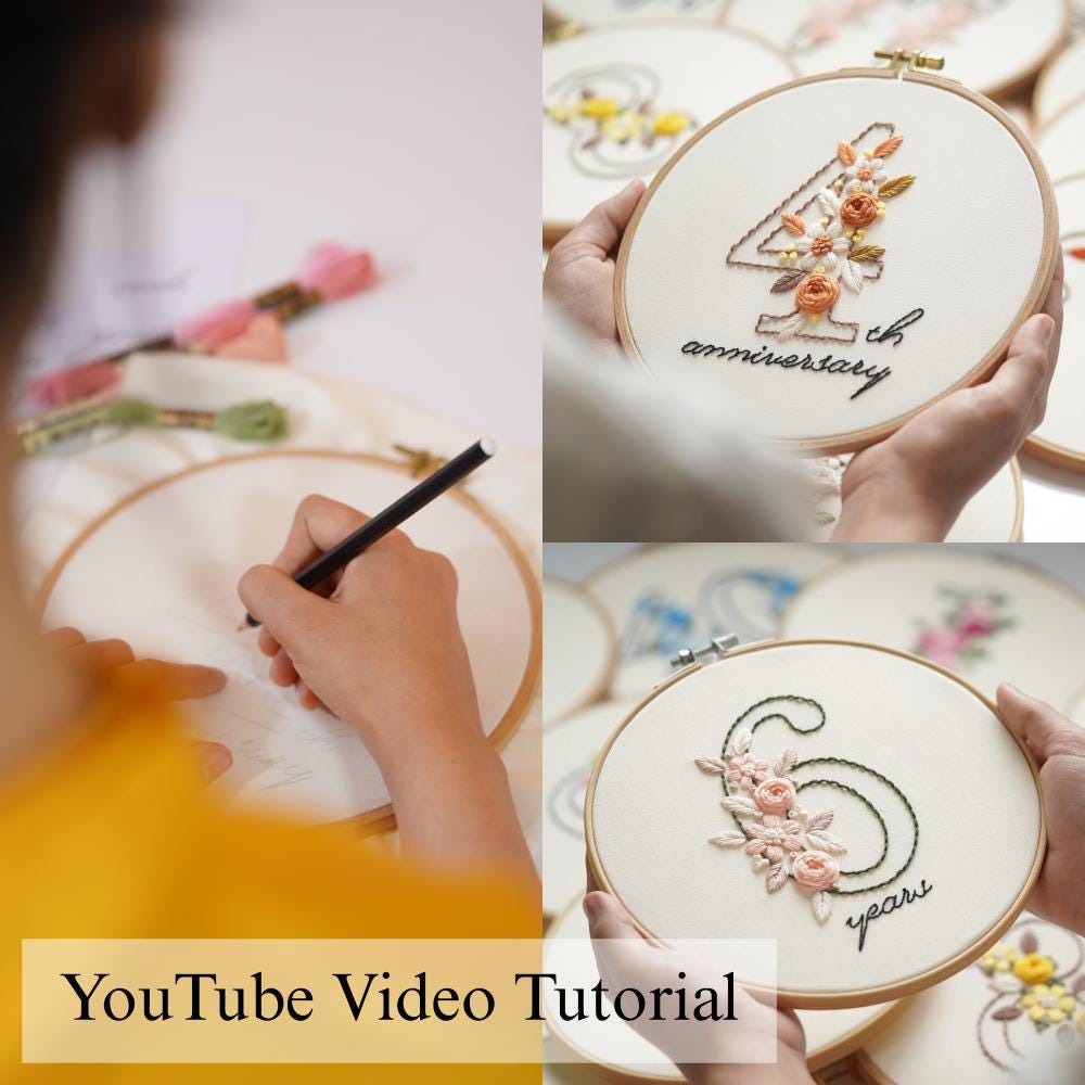 花柄数字刺繍パターン 0-100：初心者向け手縫い（PDFパターン＋動画