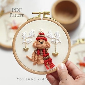 Padrão em PDF + tutorial em vídeo/Festa de Natal - Padrão de bordado - Desenhos de bordado de Natal - Padrão de bordado para iniciantes