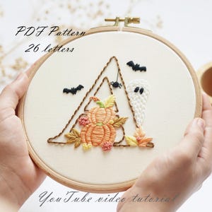 Halloween Alphabet Embroidery Pattern: Hand Stitch A-Z (PDF Pattern + Video Tutorial)