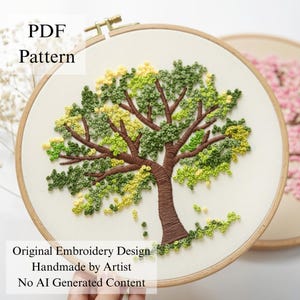 Green Tree Hand Stickmuster: Anfänger DIY Projekt (PDF Muster + Video Anleitung)