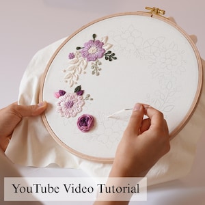 Purple Floral Wreath Embroidery Pattern: Beginner DIY (PDF Pattern ...