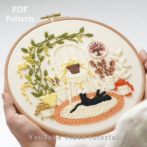 PDF pattern+ video tutorial/One sunny day-Hand embroidery pattern-Embroidery pattern-Embroidery designs-Beginner embroidery pattern