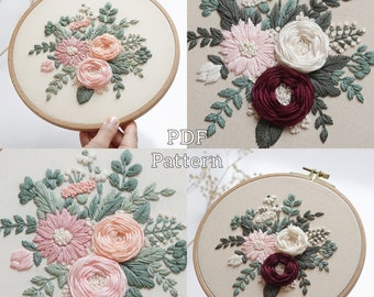 PDF pattern+ video tutorial/Good scent-Hand embroidery pattern-Embroidery pattern-Wedding Embroidery designs-Beginner embroidery pattern