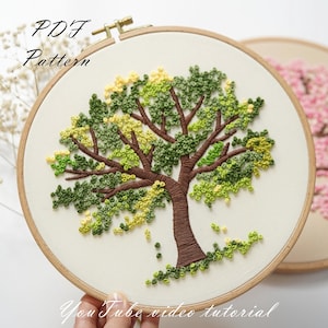Green Tree Hand Embroidery Pattern: Beginner DIY Project (PDF Pattern + Video Tutorial)
