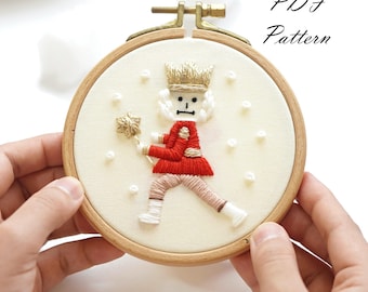 Magical Nutcracker Embroidery Pattern: Christmas Beginner Design (PDF Pattern + Video Tutorial)