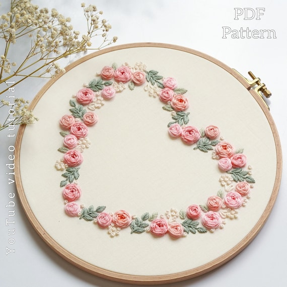 PDF Pattern Video Tutorial/a Heart of Love-embroidery Pattern-embroidery  Pattern-wedding Embroidery Designs-beginner Embroidery Pattern -  Norway