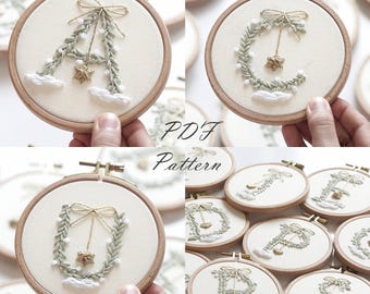 Alphabet Hand Embroidery Pattern: Christmas Pine Letters (PDF Pattern + Video Tutorial)