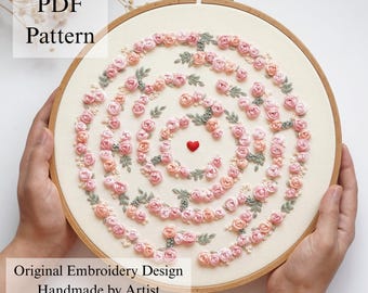 Bloom Maze Hand Embroidery Pattern: Beginner DIY (PDF Pattern + Video Tutorial)