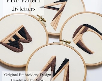 Wooden Alphabet Embroidery Pattern: Beginner DIY (PDF Pattern + Video Tutorial)