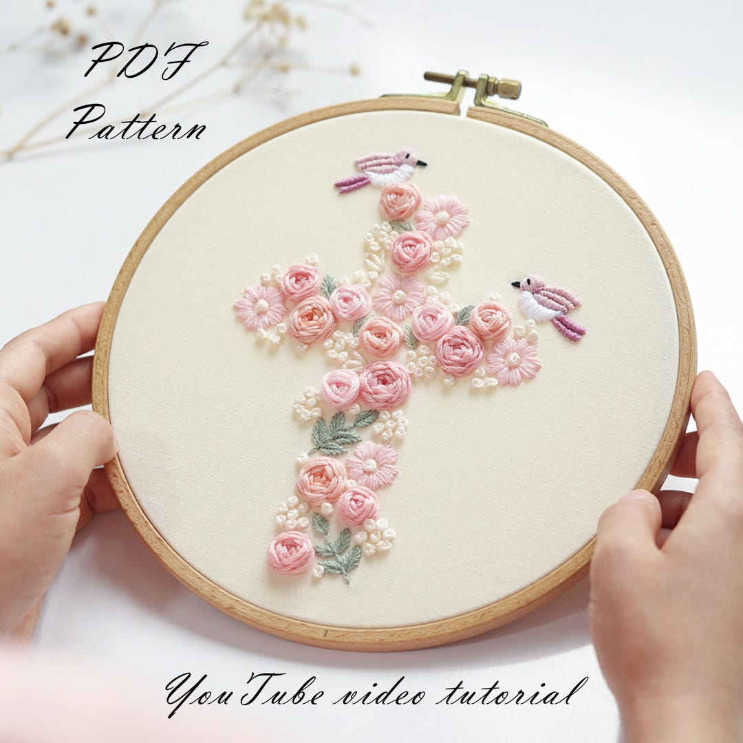 PDF Pattern+ Video Tutorial/blossoming Cross-hand Embroidery Pattern ...