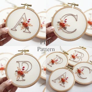 PDF pattern+ video tutorial/Alphabet-Christmas-Hand embroidery pattern- Christmas Embroidery designs-Beginner embroidery pattern