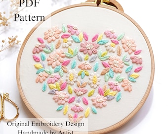 Patrón de bordado Corazón de la Esperanza: Puntada a mano para principiantes (Patrón en PDF + Videotutorial)