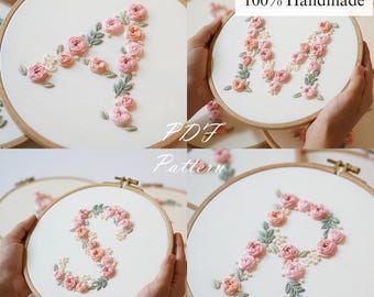 Alphabet Rose Hand Embroidery Pattern: Beginner DIY Wedding Design (PDF Pattern + Video Tutorial)
