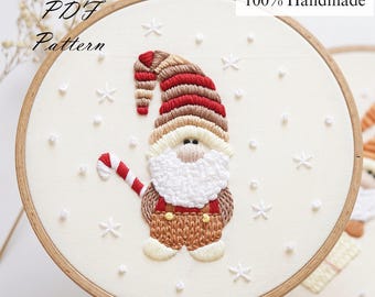 Gnome Christmas Embroidery Pattern: Holiday Design + Video Tutorial (PDF Download