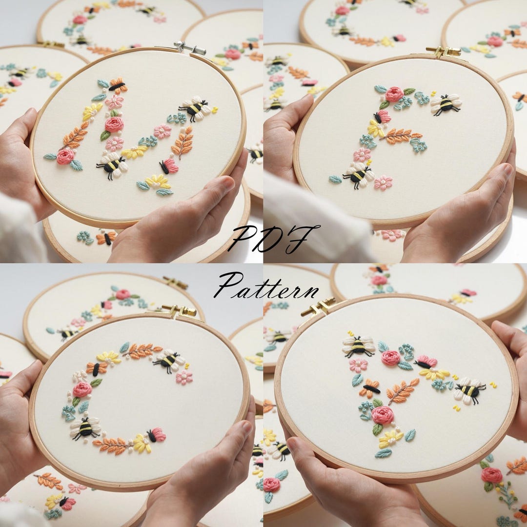 PDF Pattern+ Video Tutorial/alphabet-spring-hand Embroidery Pattern ...