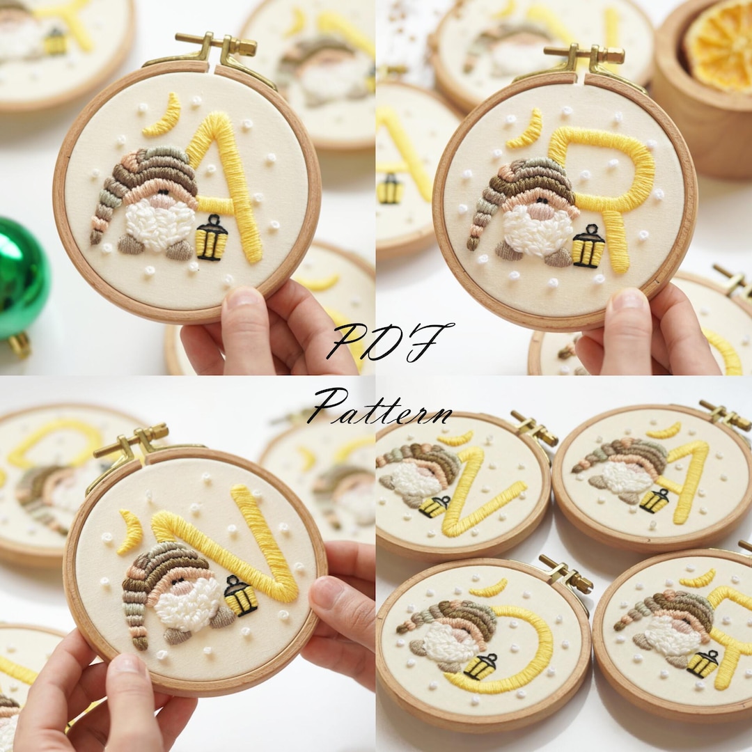 PDF Pattern+ Video Tutorial/alphabet-gnome-hand Embroidery Pattern ...
