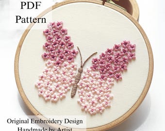 Butterfly Embroidery Pattern: Floral Design, Beginner DIY (PDF Pattern + Video Tutorial)