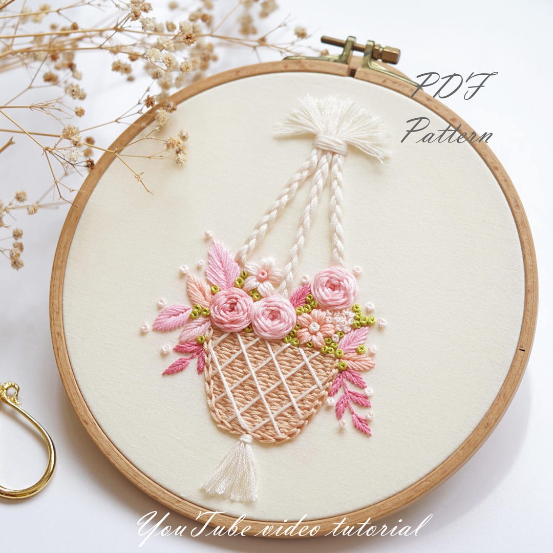 PDF Pattern+ Video Tutorial/hanging Garden-hand Embroidery Pattern ...