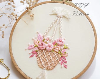 Hanging Garden Embroidery Pattern: Beginner Hand Stitch Project (PDF Pattern + Video Tutorial)