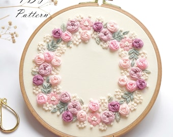 Floral Wreath Hand Embroidery Pattern: Beginner DIY Project (PDF Pattern + Video Tutorial)