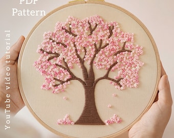 PDF pattern+ video tutorial/Tree of life-Hand embroidery pattern-Embroidery pattern-Spring Embroidery designs-Beginner embroidery pattern