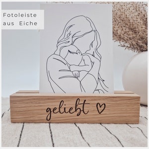 Portafoto "loved", portacarte in rovere; Regalo per la festa della mamma