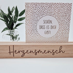 Fotoleiste "Herzensmensch" || Fotohalter, Fotoständer, Kartenhalter aus Massivholz (Eiche)