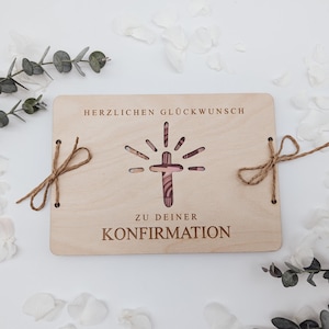 Geldgeschenk zur Konfirmation | Geldkarte aus Holz | Herzlichen Glückwunsch zu deiner Konfirmation
