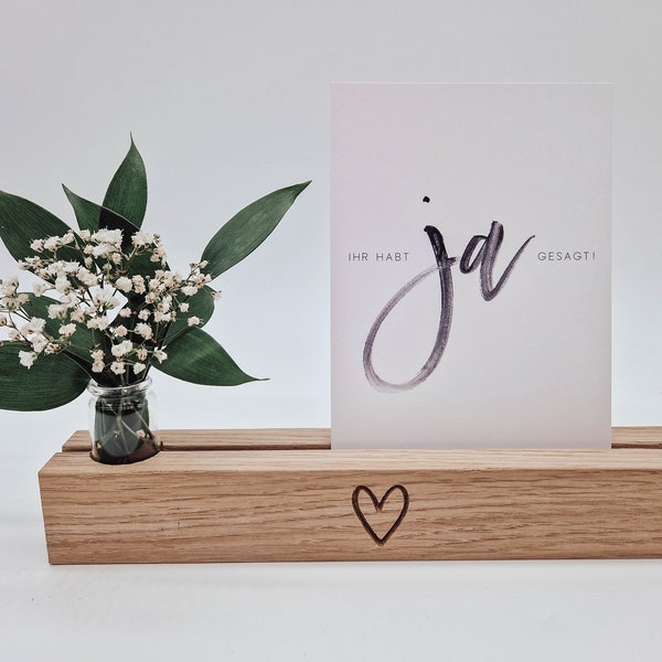 Kartenhalter Herz mit kleiner Vase || Geschenk zum Geburtstag oder zur Hochzeit