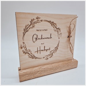 Biglietto in legno "Congratulazioni per il tuo matrimonio" | Biglietto di auguri come regalo di nozze