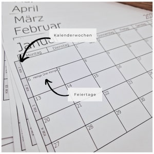 Kalenderkarten 2025 für Tischkalender