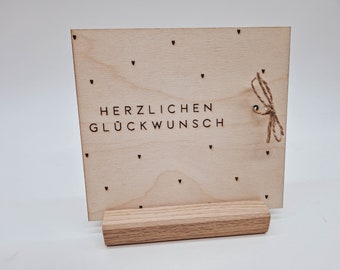 Holzkarte "Herzlichen Glückwunsch"