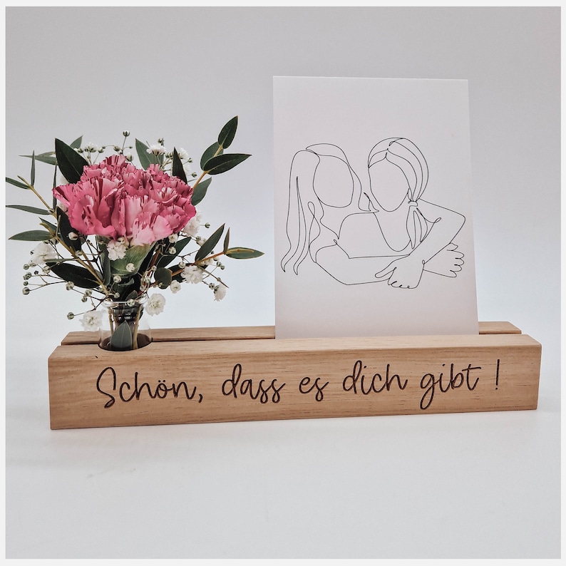 Bilderleiste Schön, dass es dich gibt mit Vase Kartenhalter aus Eiche Bild 1