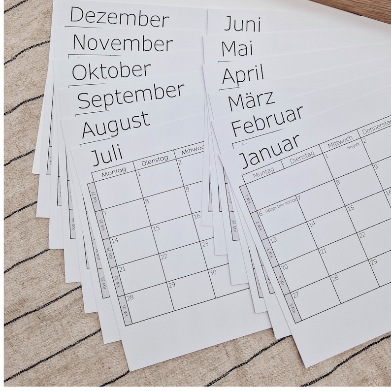 Kalenderkarten 2025 für Tischkalender - Etsy.de