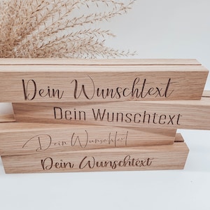 Personalisierte Fotoleiste mit deinem Wunschtext || Kartenhalter || Fotohalter aus Holz (Eiche)