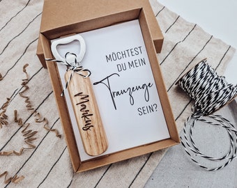 Möchtest du mein Trauzeuge sein? Personalisierter Flaschenöffner im Geschenkeset