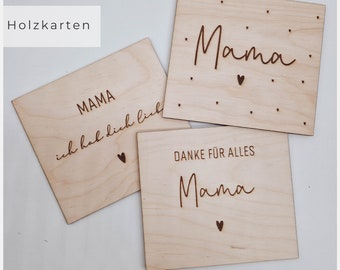 Carte de voeux "Maman"| Carte en bois pour la fête des mères Merci maman | Carte pour maman