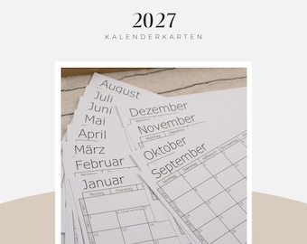 Kalenderkarten 2027 für Tischkalender - JETZT NEU für das nächste Jahr