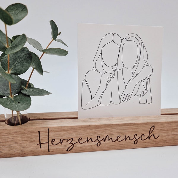 Fotoleiste "Herzensmensch" mit Vase || Kartenhalter