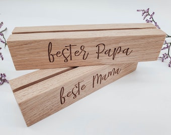 Photo bar "best mom", "best dad", card holder oak || Father's Day gift || Mother's Day gift