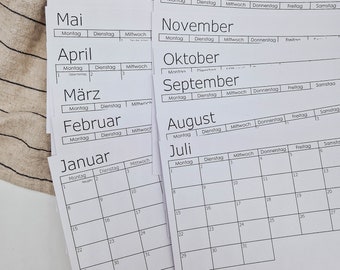 Kalenderkarten 2024 für Tischkalender