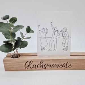 Fotoleiste "Glücksmomente" mit Vase || Kartenhalter || Blumenvase