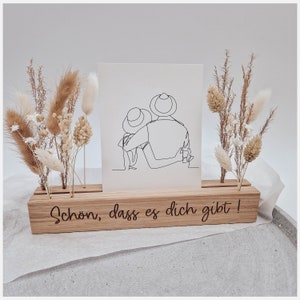 Barra fotografica "È bello che esisti" con fiori secchi || Portacarte in quercia || Regalo per la fidanzata