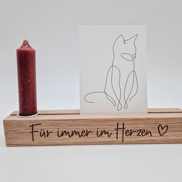 Andenken Fotohalter "Für immer im Herzen" mit Vase oder Kerzenhalter