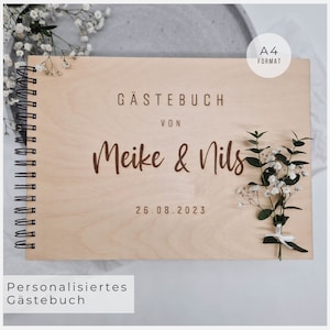 Personalized wooden guest book for weddings | Guest book with engraving (first names and wedding date)