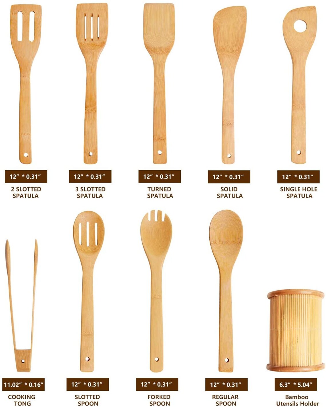 wooden spatula set with holder