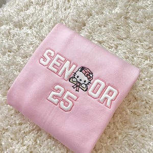 Custom Hi-Kitty Diploma Senior 25 Inspired Glitter Crewneck Graduation Gift For Her Sweatshirt