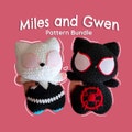 Miles and Gwen Pattern Bundle [amigurumi][cute cat crochet][superhero pattern][superhero crochet]