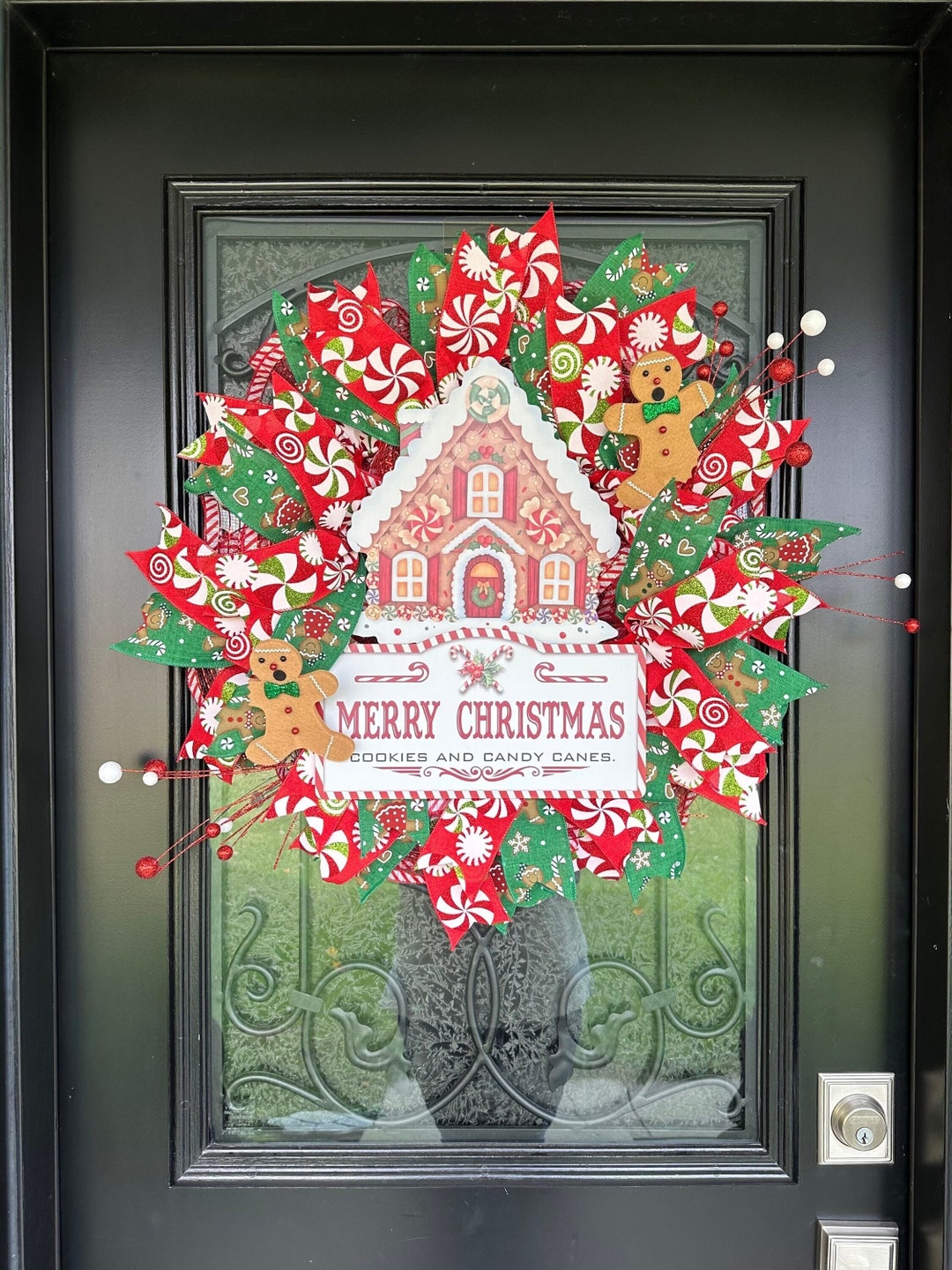 Gingerbread Cookie Christmas Wreath: Thin Storm Door Hanger - Etsy