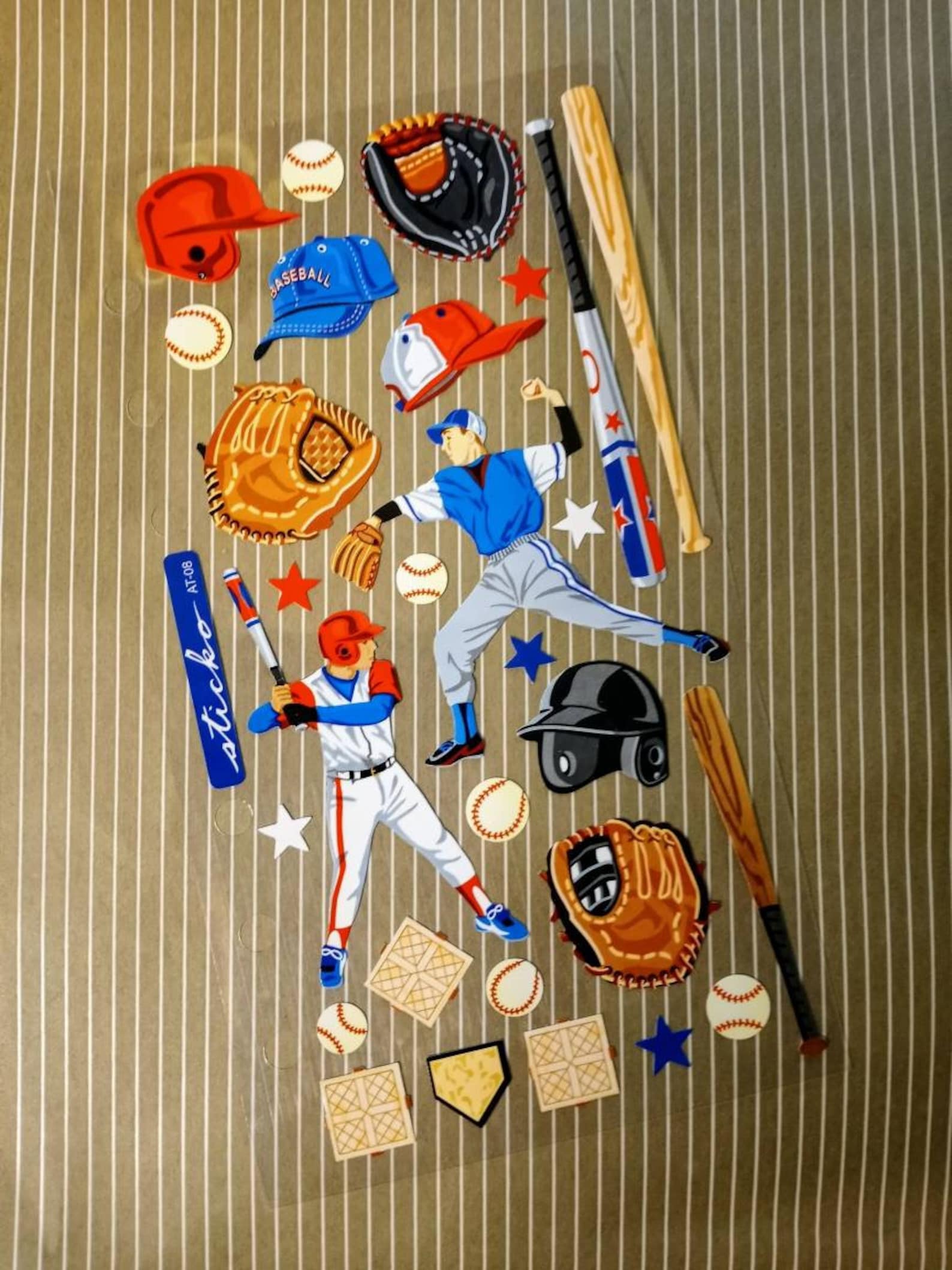 Baseball Sticker Sheets by Sticko Vintage Stickers Etsy